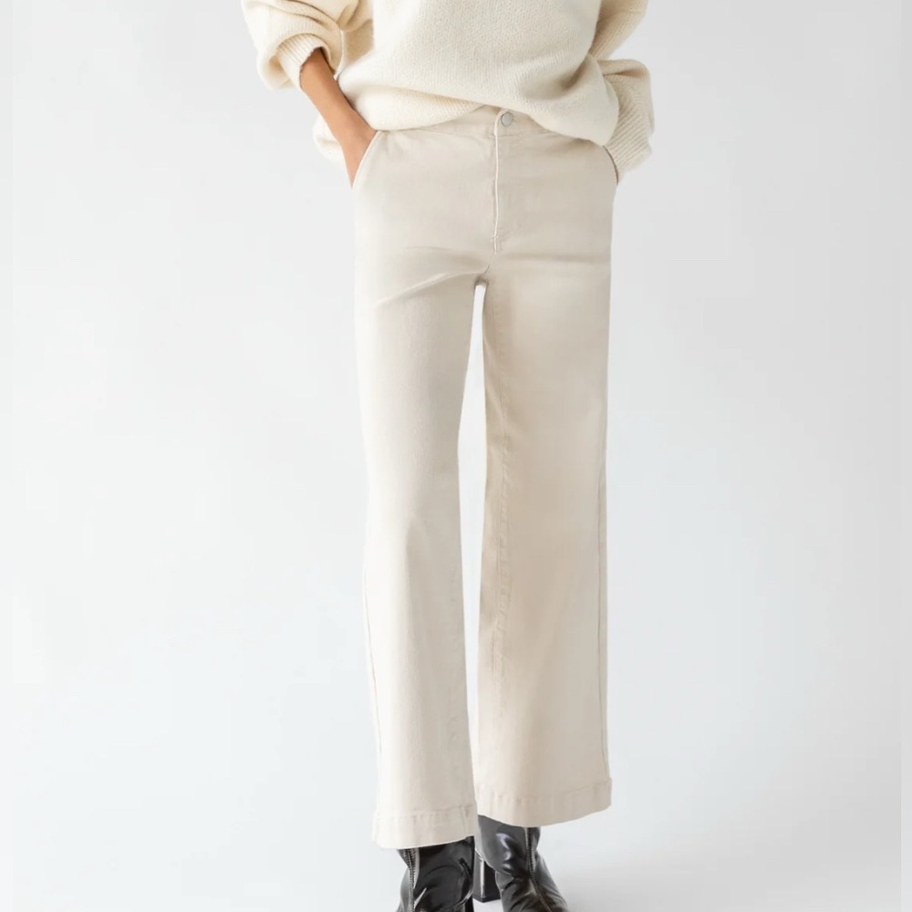Oak + Fort Long Length Twill Wide Leg Pant
